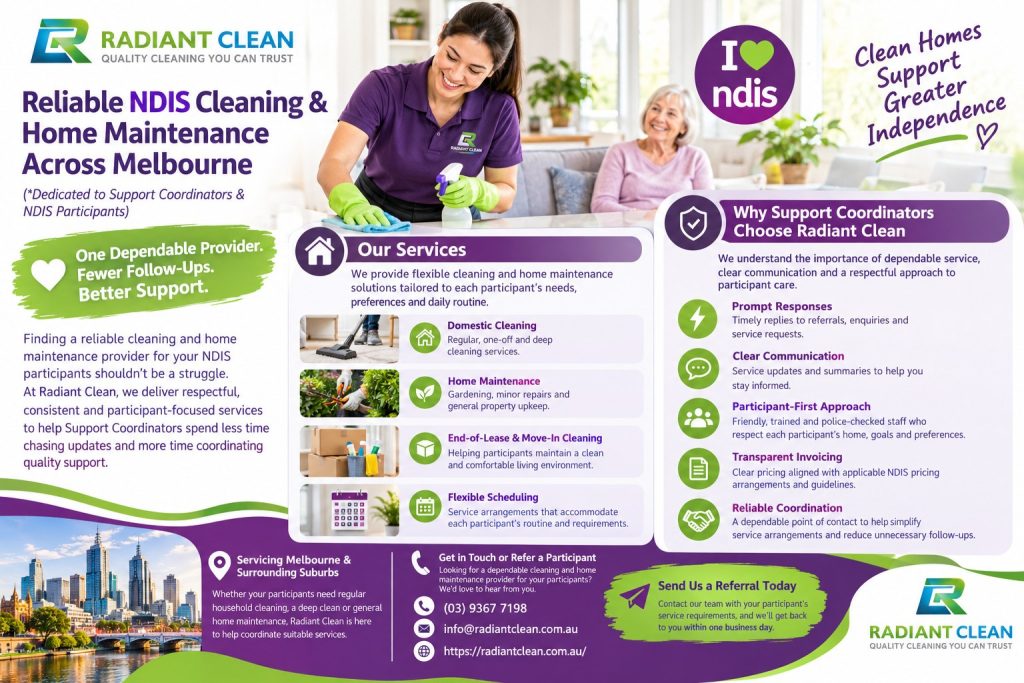 NDIS Cleaning & Home Maintenance in Melbourne: One Provider, Reliable Support